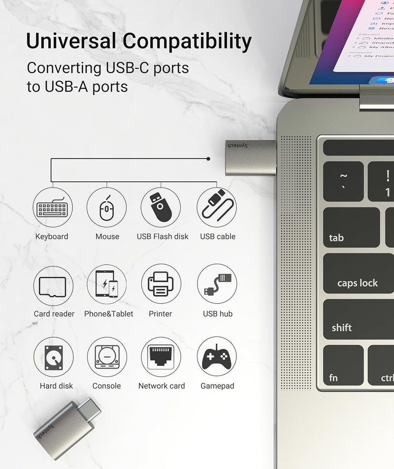Syntech محول USB C إلى USB، 10Gbps USB3.2 الجيل 2 مناسب جنبًا إلى جنب، محول ذكر نوع C إلى أنثى 3.2 متوافق مع iPhone 17 Pro Max/iPad/iMac/MacBook Pro وأجهزة Thunderbolt 4/3، ضوء النجوم - Image 4